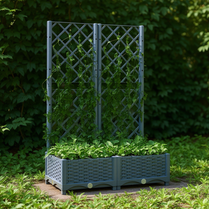 Jardinière en polypropylène bleu gris, grande taille, design élégant pour pots de fleurs d'extérieur, style minimaliste - Product Image 2