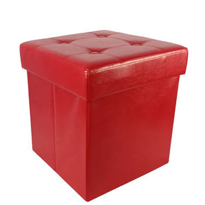 أحمر باو طراز حديث كندي متقدم وسميك مع إسفنجة أثاث غرفة المعيشة كرسي تخزين قابل للطي عثماني قابل للطي - Product Image 5