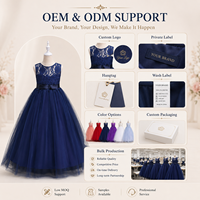 Robe de soirée de luxe en dentelle et tulle pour filles, longueur ras du sol, style robe de bal, nouvelle collection 2026, pour demoiselles d'honneur, mariage, fête, vêtements de boutique pour enfants, vente en gros
