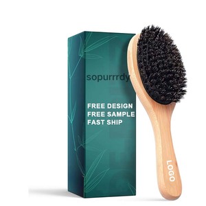 Custom Logo <b>Bamboo</b> Bristle <b>Brush</b> - Eco-Friendly Natural Hair & Body <b>Brush</b> for Gentle Cleansing Durable Wooden Handle - Product Image 1