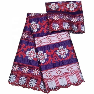 Tissu <span class=keywords><strong>Bazin</strong></span> africain brodé en dentelle de coton, haute qualité, H & D, nouvelle collection - Product Image 3