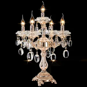 Meerosee 5 Lights 62 cm High Crystal Candelabra Centerpiece, Crystal Wedding Table Lamp MD82017