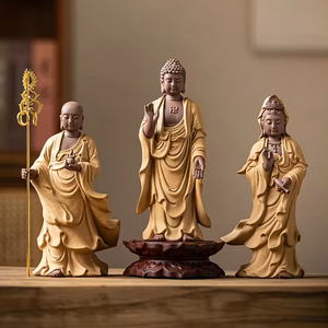 Artesanías de <span class=keywords><strong>cerámica</strong></span> china tres santos decoración del hogar <span class=keywords><strong>cerámica</strong></span> Guanyin Gautama Buda Ksitigarbha Bodhisattva estatua - Product Image 1
