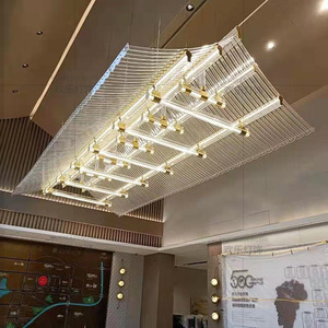 Lustre en verre à intensité variable de forme de pavillon de style chinois non standard pour salle à manger, éclairage de hall - Product Image 1
