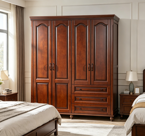 Armario Tradicional de Madera Maciza con Puertas de Panel Elevado y Diseño con Bisagras, Gran Capacidad, Estilo Antiguo - Product Image 1