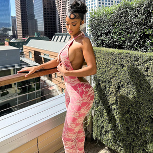 <span class=keywords><strong>Tuta</strong></span> Estiva da <span class=keywords><strong>Donna</strong></span> in Pizzo con Scollo all'Americana, Scavata e Senza Schienale, Sexy, <span class=keywords><strong>Rosa</strong></span>, Aderente - Product Image 5
