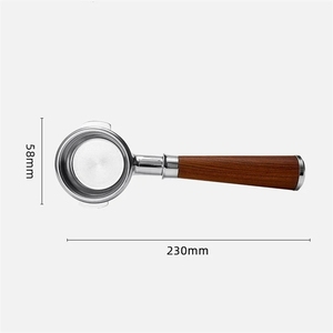 Portafiltro de Café de Acero Inoxidable con Mango Ergonómico de Madera, Portafiltro sin Fondo E61 de 58 mm, Juego de Herramientas para Cafetera Espresso - Product Image 3