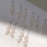 Boucles d'oreilles pendantes en perles d'eau douce de 2-3 mm et 4-5 mm, plaquées or, faites à la main, perles blanches de qualité AAAA, Tianmeng