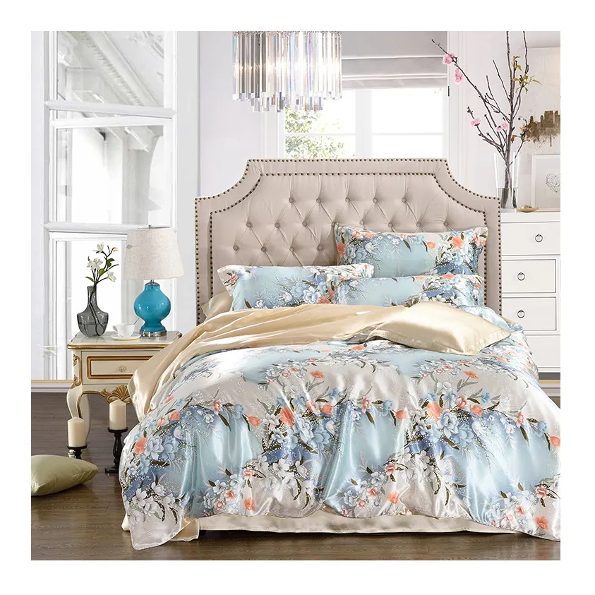 2021 New design Light luxury silk soft and comfortable cotton floral jacquard bedding