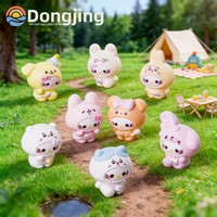 Ornement miniature en résine, lapin et ours de dessin animé, avec accessoires de tête créatifs, petite mignonne, pour décoration DIY maison, voiture et bureau, adorable et petit.