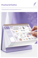 Calendrier de bureau 2026 en carton floral verni, mini-planificateur mensuel motivant en forme de vase, impression offset
