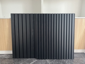 <span class=keywords><strong>Pannelli</strong></span> acustici a doghe di legno larghi 50mm Akupanel neri <span class=keywords><strong>3</strong></span> lati in PVC impiallacciatura <span class=keywords><strong>MDF</strong></span> <span class=keywords><strong>pannelli</strong></span> acustici a doghe per parete o soffitto - Product Image 6