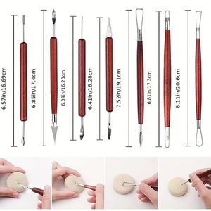 Ensemble <span class=keywords><strong>d</strong></span>'outils en argile de 18 pièces pour <span class=keywords><strong>d</strong></span>ébutants comprenant un sac à fermeture éclair Oxford Bâton de boule de fondant solide en toile Bois Acier au silicone - Product Image 3