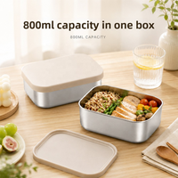 Nouvelle boîte à lunch en acier inoxydable 304 avec couvercle en silicone, récipient alimentaire anti-fuite, boîte de préparation de repas réutilisable pour le bureau, l'école et les voyages
