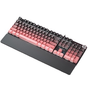 คีย์บอร์ดเกมมิ่งแบบมีสายพร้อมที่รองข้อมือ ไฟ RGB ไล่เฉดสี ปุ่มควบคุมแบบหมุน ปุ่มกดพิมพ์ลายด้านข้าง - Product Image 1