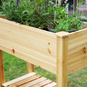 Soporte para plantas de madera de cedro con ruedas, jardinera para interior y exterior, para el cultivo de flores y vegetales, uso doméstico - Product Image 3