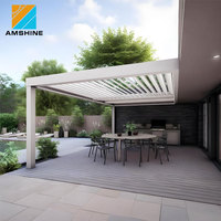 Biyoklimatik Alüminyum Geri Çekilebilir Tavanlı Pergola, LED Aydınlatmalı Döner Panjurlu Tasarım, Arka Bahçe ve Bahçe Açık Alanları için