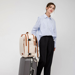 Sac à dos de voyage extensible géométrique et durable, couleur crème, pour ordinateur portable 17 pouces, grande capacité, sac de cabine pour le week-end - Product Image 5