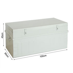 <span class=keywords><strong>Table</strong></span> <span class=keywords><strong>basse</strong></span> en métal blanc rectangulaire de <span class=keywords><strong>grande</strong></span> taille avec coffre de rangement - Product Image 2