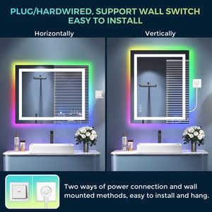<span class=keywords><strong>Espejo</strong></span> <span class=keywords><strong>de</strong></span> Baño con Iluminación LED RGB Frontal y <span class=keywords><strong>Espejo</strong></span> <span class=keywords><strong>de</strong></span> Tocador Retroiluminado RGB para Tocador <span class=keywords><strong>de</strong></span> Baño - Product Image 2