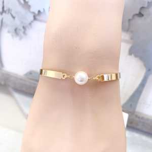 Delicato Braccialetto con Singola Perla in Oro Rosa, Bracciale da Sposa, Regalo per Damigelle, Set di Perle, Gioielli per la Festa della Mamma - Product Image 5