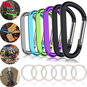 LEKUP Mousqueton en aluminium léger de 3 pouces en forme de D, 12 couleurs, pour porte-clés et crochets à ressort pour le camping et les fournitures de tente - Product Image 1