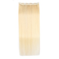 Extensions de cheveux à clipser de 22 pouces, 100g, trame épaisse et large, 100% cheveux humains # Blond platine 613 lisse avec 5 clips, une seule pièce
