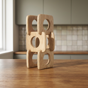 Porte-vin de table moderne en bois de manguier fait main, design emboîtable, pour le rangement des bouteilles de vin et la décoration intérieure - Product Image 2