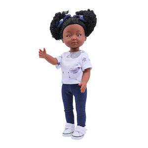 Offre Exceptionnelle : Poupée Bébé <span class=keywords><strong>Reborn</strong></span> Fille Noire Réaliste de 14 Pouces, Jouet de Simulation Doux en PVC, Style Dessin Animé - Product Image 4