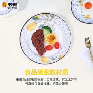 Lemon Series Melamine Bowl Plate <b>Cup</b> <b>Set</b> Round Bpa Free Daily Use Home Tableware Light Luxury Retro Design - Product Image 3