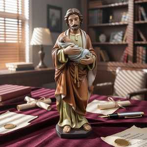 Escultura de Resina Hecha a Mano de San José, <span class=keywords><strong>Sagrada</strong></span> <span class=keywords><strong>Familia</strong></span> Religiosa con Figura del Niño Jesús - Product Image 1
