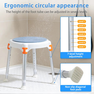 Tabouret de douche réglable en hauteur SUNCARE, siège pivotant à 360°, en alliage d'aluminium, antidérapant, pour personnes âgées - Product Image 3