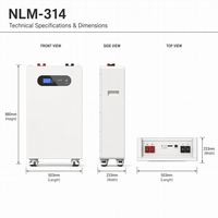 Batería LiFePO4 de 16 kWh, 48 V, 51,2 V, 314 Ah, Sistema de Almacenamiento de Energía Solar, Batería Móvil en Gabinete con Ruedas para Respaldo de Inversor Solar