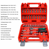 Ensemble de douilles et embouts multi-usages 46 pièces, clé à cliquet 24T, étui durable, kit de réparation mécanique industriel