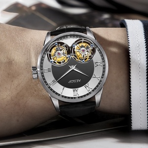 True Double Tourbillon Watch Acero inoxidable Lujo Hombres Hollow Out Skeleton Mecánico Flying Tourbillon Relojes - Product Image 5