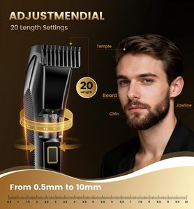 Recortadora de Barba para Hombre, 20 Longitudes Ajustables, Cuchilla de Acero Inoxidable, Recorte de Vello Facial, Resistente al Agua, Uso en Seco/Húmedo, Uso Doméstico - Product Image 3