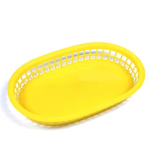 Cesta de plástico oval em forma de bandeja, design de restaurantes vermelhos, bandeja para alimentos, oval, cesta de hambúrguer