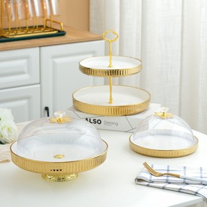 L'ultimo Design <span class=keywords><strong>a</strong></span> 2 livelli in marmo Snack Dessert Cake Stand Set di alzate per <span class=keywords><strong>torta</strong></span> in ceramica dorata per matrimonio - Product Image 1