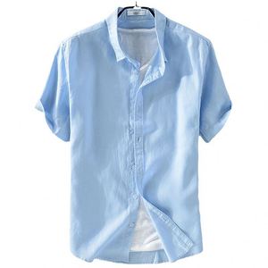 <span class=keywords><strong>Camicia</strong></span> <span class=keywords><strong>Bianca</strong></span> in <span class=keywords><strong>Lino</strong></span> da <span class=keywords><strong>Uomo</strong></span> Traspirante Comoda Formale con Colletto alla Coreana Maniche Corte per la Stagione Estiva - Product Image 3