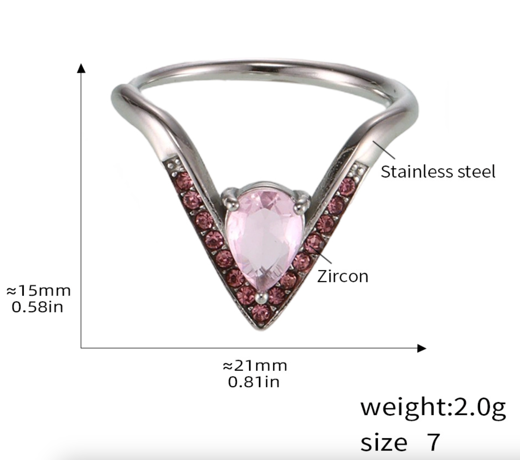 Argent + Zircon rose