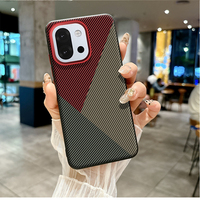 Étui de protection arrière en cuir PU mat avec texture en fibre de carbone de luxe pour OnePlus 15T 13T 13S