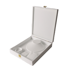 Hộp đựng trang sức bằng da PU màu xám trắng thủ công cao cấp, dùng để trưng bày nhẫn, bông tai, dây chuyền, vòng tay, bộ trang sức - Product Image 2