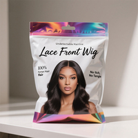 Sac à fermeture éclair en PVC givré imprimé sur mesure pour perruque et extensions de cheveux, emballage en plastique à fermeture éclair