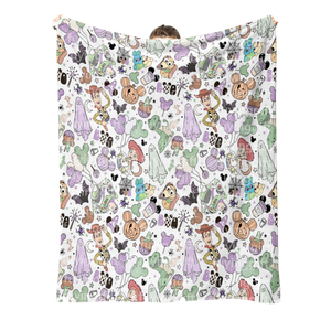 Kostenlose Mock-up Private Labels Benutzer definierte nahtlose Druck niedlichen Cartoon Halloween-Spielzeug 2 Muster Weihnachts geschenke Fleece Flanell Decke - Product Image 1