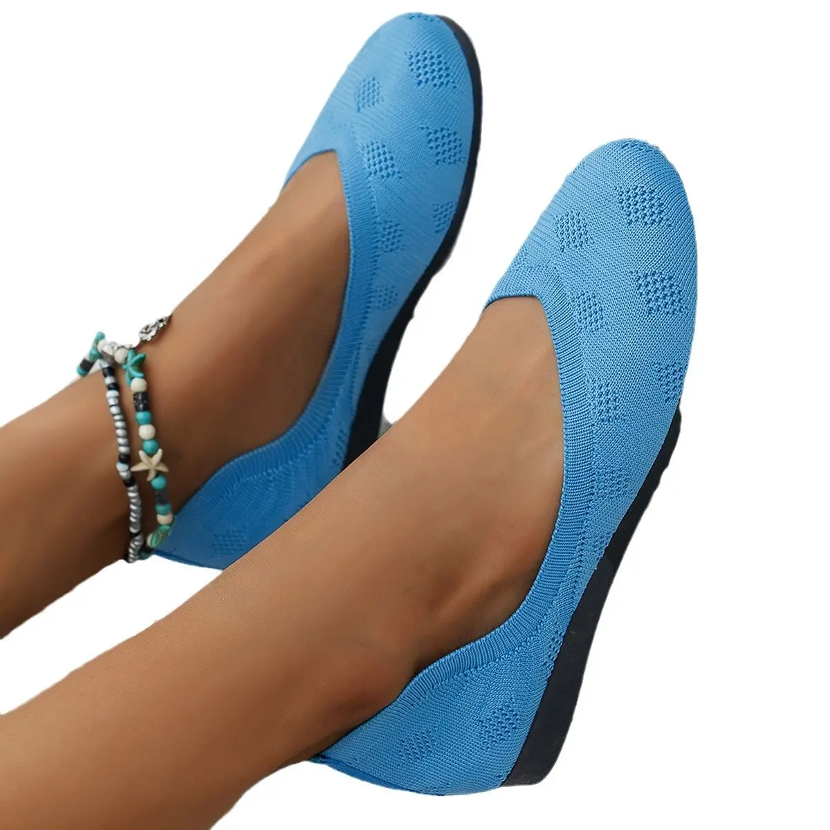 Nuove estive europee e americane scarpe basse con suola piatta a punta larga da donna