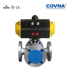COVNA Válvula de Bola Neumática de 4 Vías con Brida de 1 Pulgada de Acero Inoxidable - Product Image 2