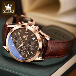   Montres pour hommes 2872 avec logo OEM personnalisé, phase de lune, étanches, calendrier, cuir véritable, montres de luxe à quartz - Product Image 3