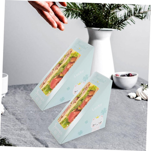 Eco Friendly triangolare Sandwich scatole finestra usa <span class=keywords><strong>e</strong></span> getta carta da forno imballaggio per panini <span class=keywords><strong>Pizza</strong></span> <span class=keywords><strong>e</strong></span> dessert per feste - Product Image 6