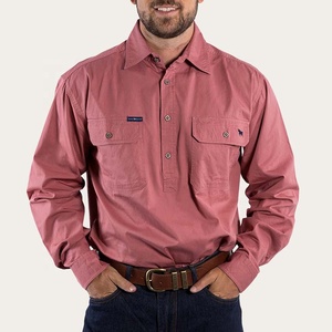 BAOLA Factory Price Quality Workwear Australia Cowboy Blue <strong>Shirt</strong> Work Cotton <strong>Half</strong> <strong>Button</strong> <strong>Shirts</strong> Long Sleeve <strong>Shirts</strong> with Pockets - Product Image 6