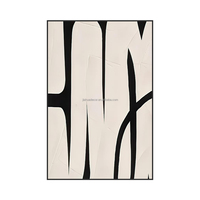 Peinture murale abstraite artistique de luxe, peinte à la main, noir et blanc, géométrique, texturée, encadrée, pour la décoration murale de la maison et de l'hôtel